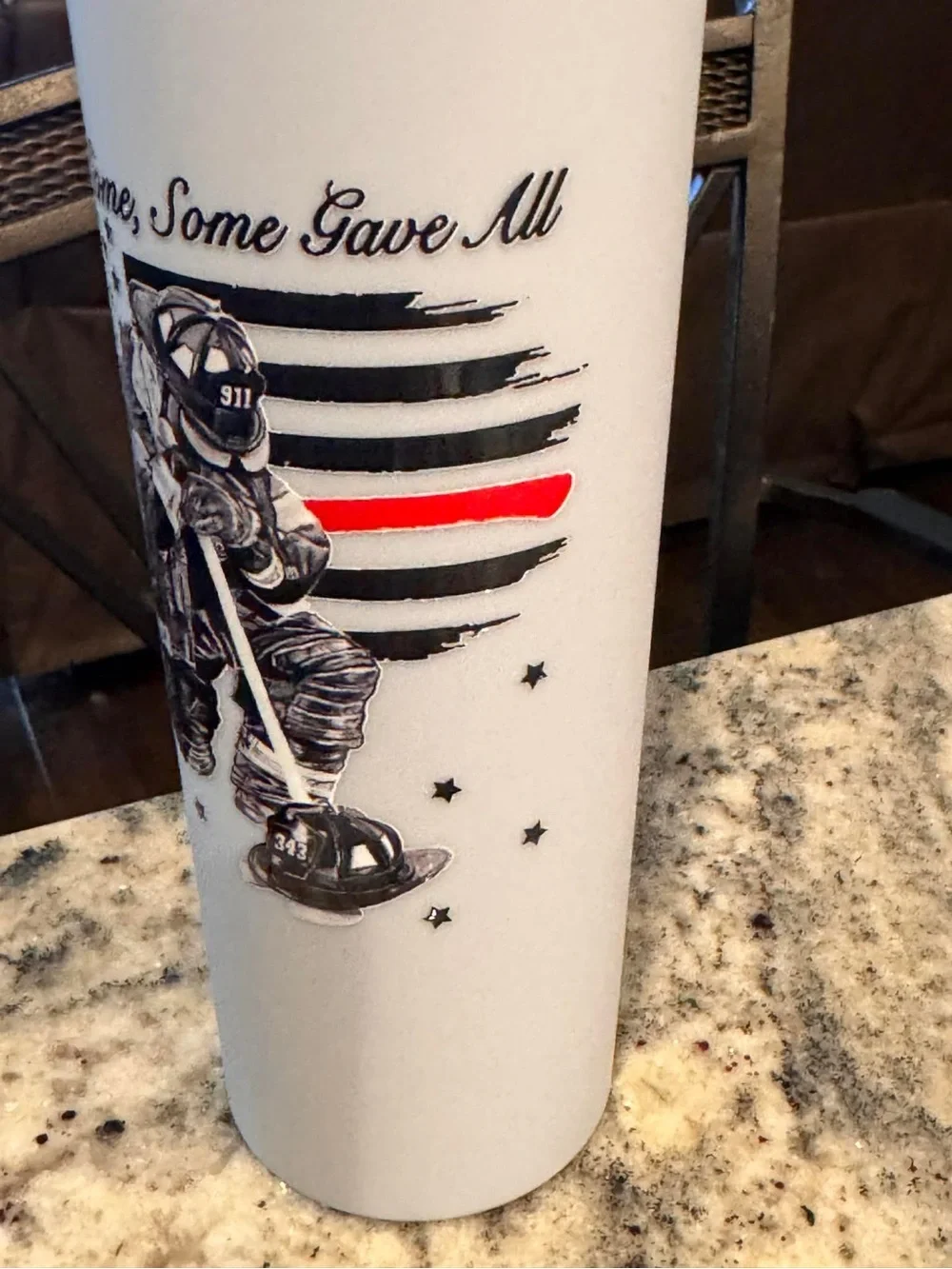 Firefighter Tribute Tumbler - White with Red & Black Accent NEW IN BOX